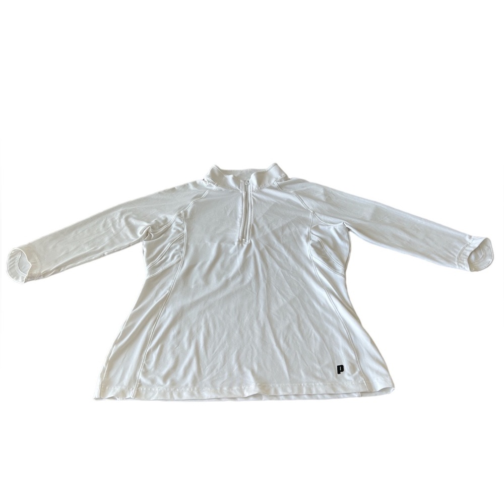 Prince Womens 1/2 Zip, 3/4 Length Sleeve Pullover, UGC, Size-M, Color-Wh…